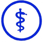 Helmkennzeichen Äskulapstab, blau reflektierend