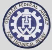 THW-Emblem, englisch, gewebt, auf Klett