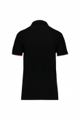KARIBAN WK Damen-Polohemd mit farbigen Paspeln, schwarz/rot