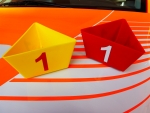 Unfall-Organisations-System 15 Markierungsdreiecke gelb, Zahlen 1-15 mit Wunschbuchstabe