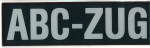 Rückenschild "ABC-ZUG" dunkelblau, Schrift silber reflektierend